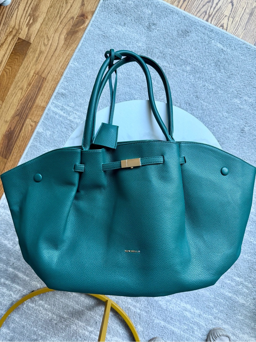 TikTok NewBella Marcella M Emerald Green Pebble Leather Travel Tote Bag